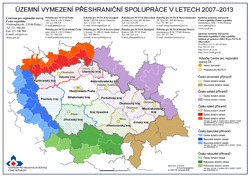 Mapa Územní vymezení přeshraniční spolupráce v letech 2007 - 2013