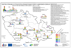 Mapa Centra výzkumu a vývoje spolufinancovaná z ERDF a národních zdrojů