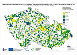 Mapa Čerpáni finančních prostředků dle místa realizace k 31. 12. 2008