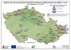 Mapa Města se schváleným integrovaným plánem rozvoje měst v IOP