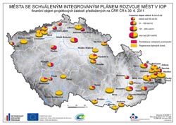 Mapa IPRM - Finanční objem projektových žádostí předložených na CRR ČR k 30. 6. 2011