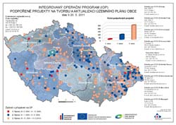 Mapa Podpořené projekty na tvorbu a aktualizaci územního plánu obce (20.5.2011)