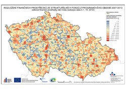 Mapa Rozložení finančních prostředků ze SF 2007-2013