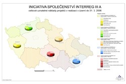 Mapa Celkové uznatelné náklady projektů v realizaci v území do 31.3.2006