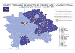 Mapa Individuální projekty realizované v letech 2004 - 2008 (leták - modrá)