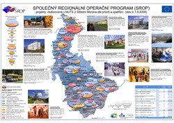 Mapa Projekty realizované v NUTS 2 Střední Morava dle priorit a opatření (stav k 1.9.2009) (Poster)