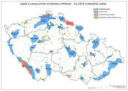 Mapa Území s legislativní ochranou přírody – Zvláště chráněná území