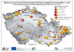 Mapa IPRM - Finanční objem projektových žádostí předložených na CRR ČR k 30. 6. 2011
