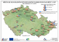 Mapa Města se schváleným integrovaným plánem rozvoje měst v IOP