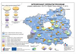 Mapa Projekty realizované v NUTS 2 Střední Čechy (březen 2011)