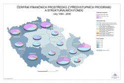 Mapa Čerpání finančních prostředků z předvstupních programů a strukturálních fondů