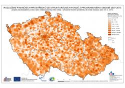 Mapa Čerpání obecních úřadů ze SF/FS a národních zdrojů k 6. 4. 2011 - interpolace