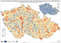 Mapa Rozložení projektů a finančních prostředků ze SF 2007-2013 - Interpolace