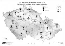 Mapa Provozovaná krematoria v ČR