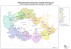 Mapa Územní působnost členských obcí Euroregionů v roce 2009