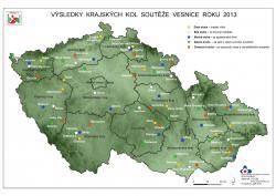 Mapa Vesnice roku - oceněné obce v krajských kolech 2013