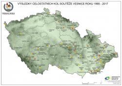 Mapa Vesnice roku - vítězové celonárodních kol 1995 - 2017