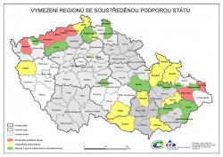 Mapa Vymezení regionů se soustředěnou podporou státu