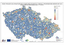 Mapa Počty realizovaných projektů SF 2007-2013