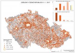 Mapa Osídlení v České republice k 1. 1. 2017