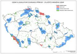 Mapa Území s legislativní ochranou přírody – Zvláště chráněná území