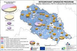 Mapa Projekty realizované v NUTS 2 Jihovýchod (červenec 2010)