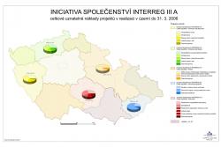 Mapa Celkové uznatelné náklady projektů v realizaci v území do 31.3.2006