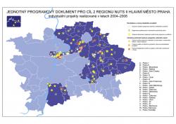 Mapa Individuální projekty realizované v letech 2004 - 2008 (leták - modrá)