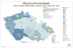 Mapa Celkové uznatelné náklady projektů v realizaci v území v letech 1994 - 2006