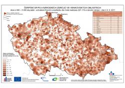 Mapa Čerpání obcí s 500 - 5000 obyvateli ze SF/FS a národních zdrojů k 4. 5. 2011 - interpolace