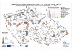 Mapa Dopravní infrastruktura - Rozložení projektů a finančních prostředků ze SF 2007-2013 - Diagram