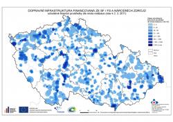 Mapa Dopravní infrastruktura - Rozložení projektů a finančních prostředků ze SF 2007-2013 - Interpolace