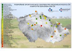 Mapa Podpořené sportovní akce Centrem pro regionální rozvoj ČR a Mapovým Serverem CRR ČR
